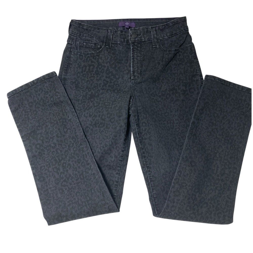 NYDJ Not Your Daughters‎ Jeans Black Gray Animal Print Womens 8 Denim Lift Tuck